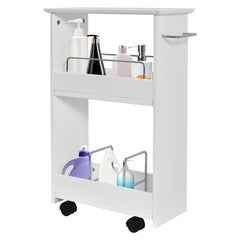 Slim Rolling 3-Tier Bathroom Mobile Shelving Cabinet Wih Handle