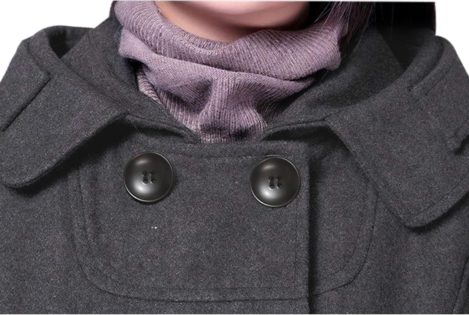 Women'S Warm Double Breasted Wool Pea Coat Trench Coat Jacket with Hood