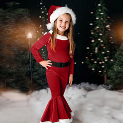 Christmas Long-Sleeved Flared Dress