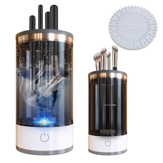 Makeup Brush Cleaner, Electric Makeup Brush Cleaner Machine, Automatic Cosmetic Brush Cleaner with Cleaner Mat,Auto-Rotating Spinning Makeup Brush Cleaner Machine,Great Gifts for Wife,Girlfriend