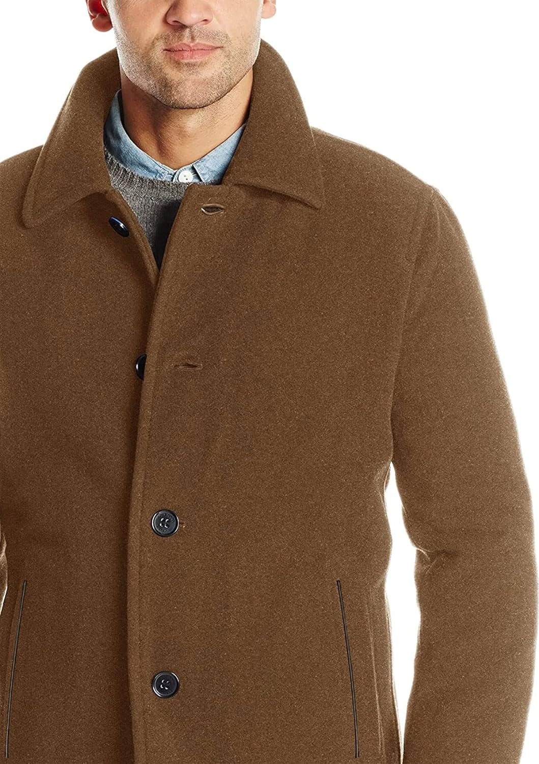 Men'S Button up Wool Plush Car Coat