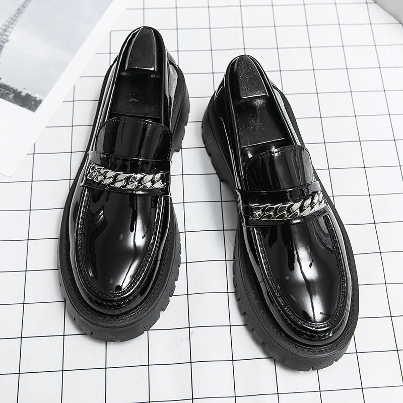 Thick Sole Patent Leather Glossy Casual Loafers