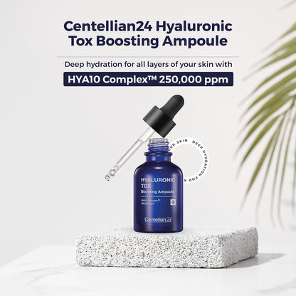 Hyaluronic Tox Boosting Ampoule - Deep Moisturization & Hydration with Hyaluronic Acid 250,000 Ppm & Panthenol (1.01 Fl Oz) by Dongkook Pharmaceutical