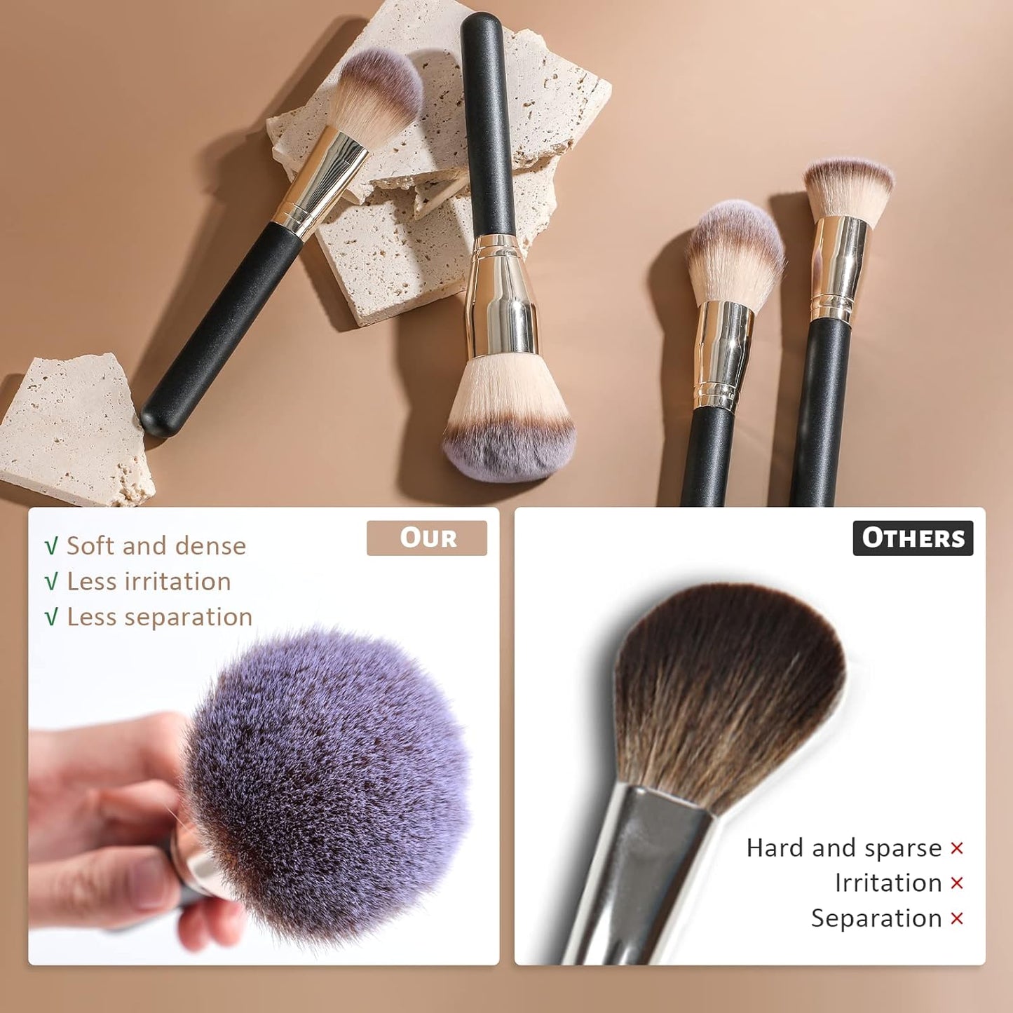 Makeup Brush Set 4 Pcs Premium Foundation Synthetic Powder Concealers Makeup Brushes Big Cosmetic Brushes…