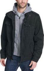 Men'S Washed Cotton Hooded Military Jacket