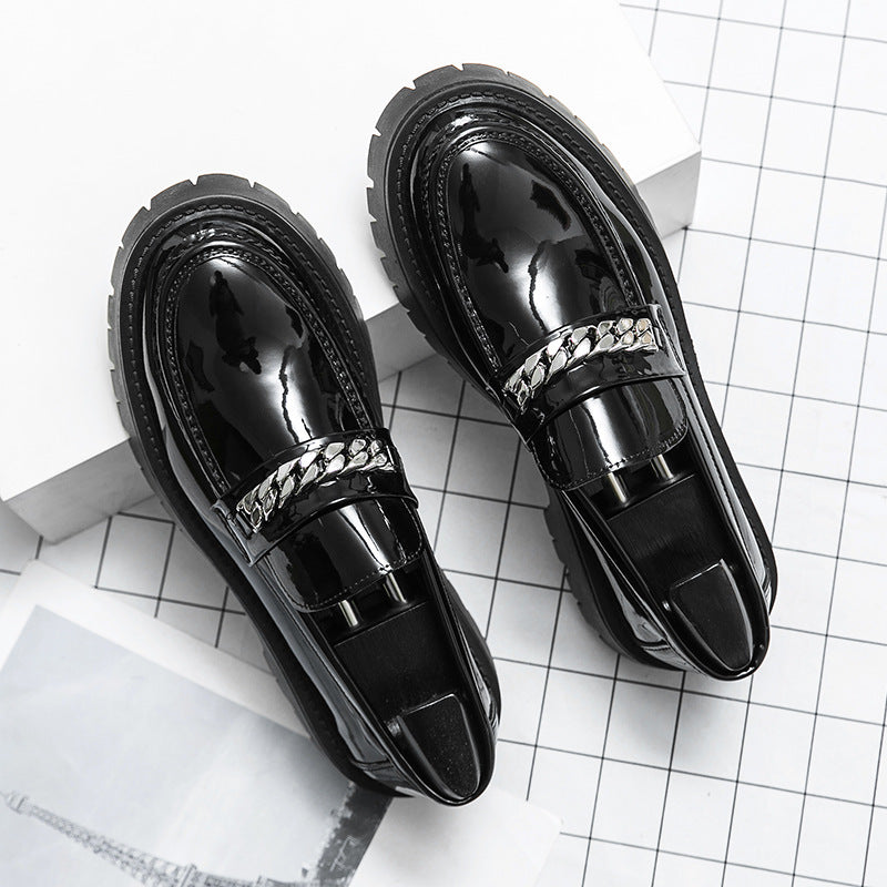 Thick Sole Patent Leather Glossy Casual Loafers