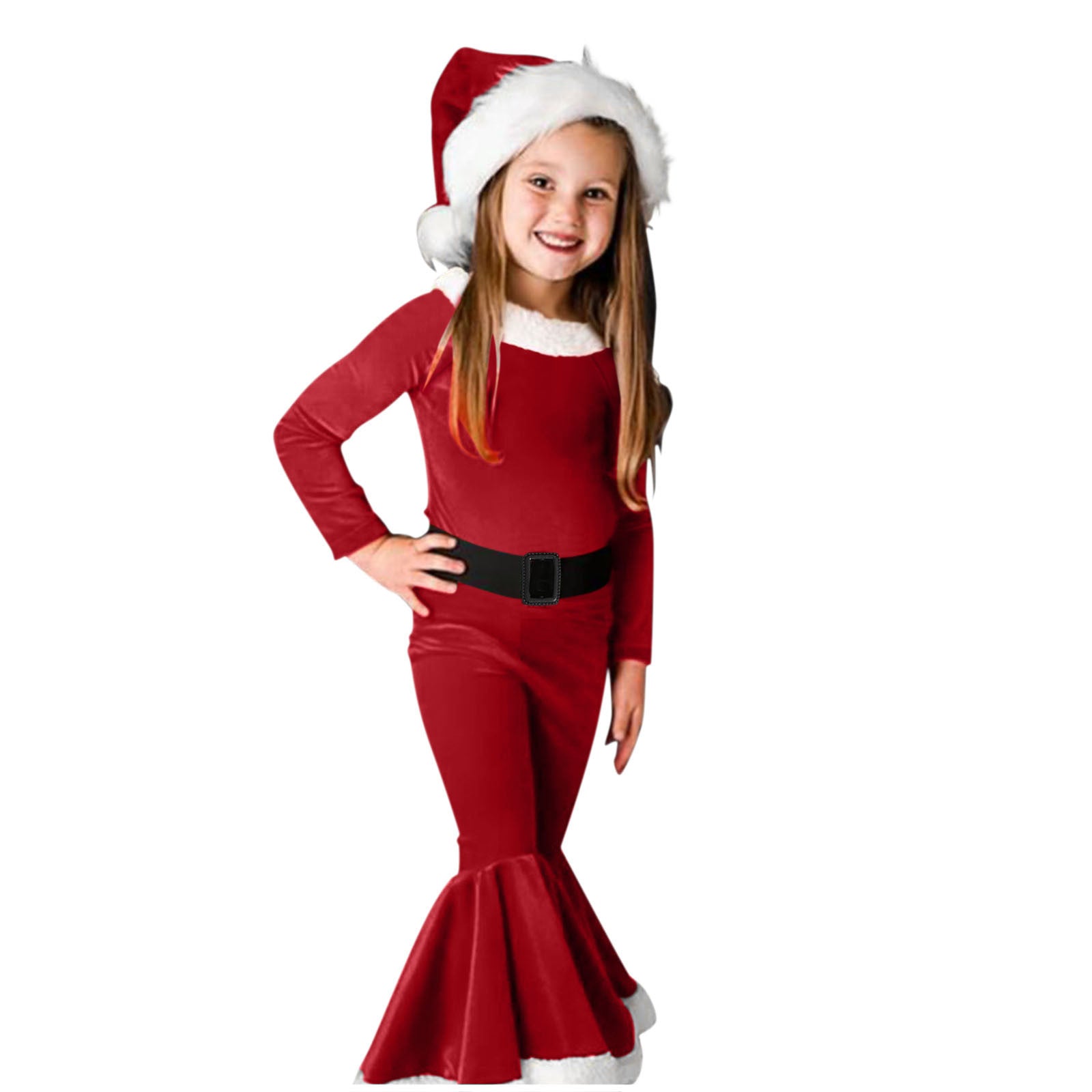 Christmas Long-Sleeved Flared Dress