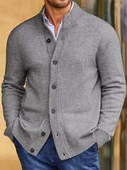 Mens Cardigan Sweater Stand Collar Casual Button down Open Front Ribbed Winter Sweaters