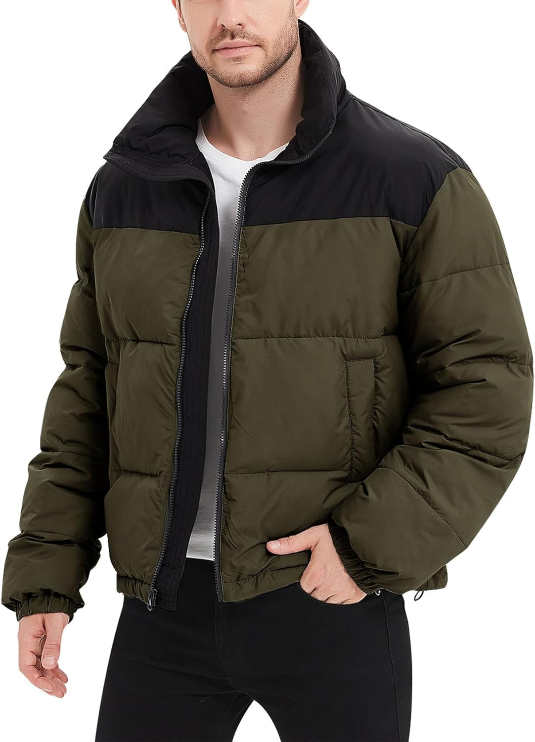 Men Puffer Jacket Winter Coats Water Resistant Long Sleeve Zip up Lightweight Quilted down Jackets