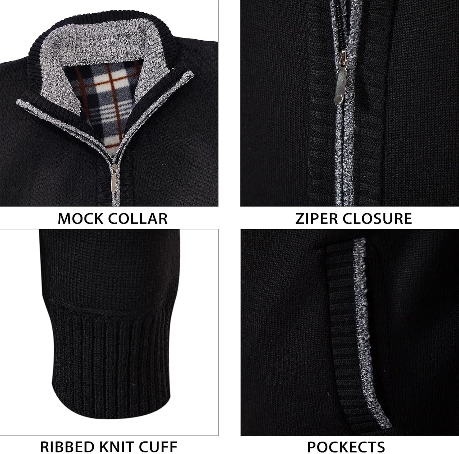 Mens Sweater Cardigan Full Zip Knitted Long Sleeve Sweaters Men Workout Outfits