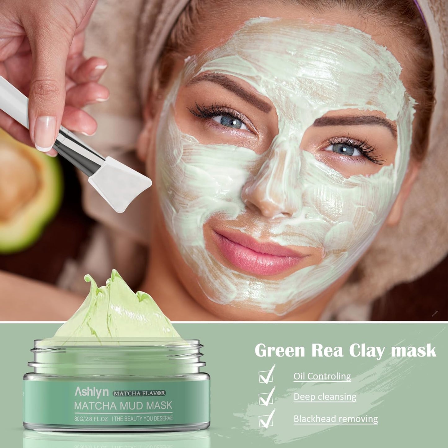 3 PCS Clay Mask Set, Green Tea Clay Facial Mask, Rose Face Masks Skincare, Dead Sea Bubble Deep Cleanse Mask, Organic Facial Masks for Women, Face Mask Skin Care Set Gifts for Girls Teens