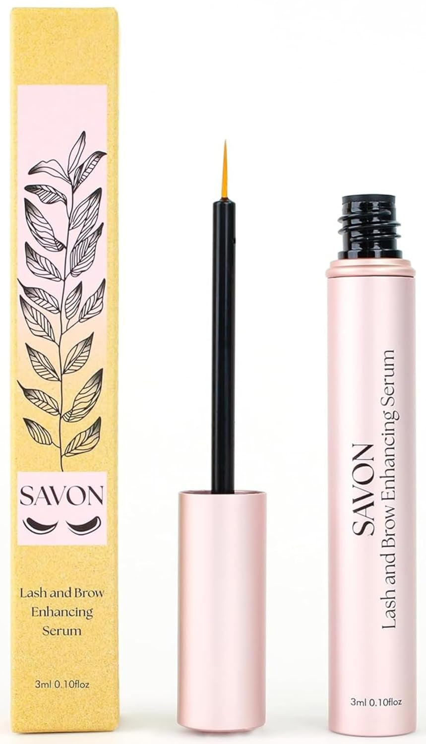 Savon Organic Lash Serum for Thicker, Longer Eyelashes and Eyebrows | Organic and Cruelty Free | USA |  Brow and Lash Serum | Eyelash Conditioner