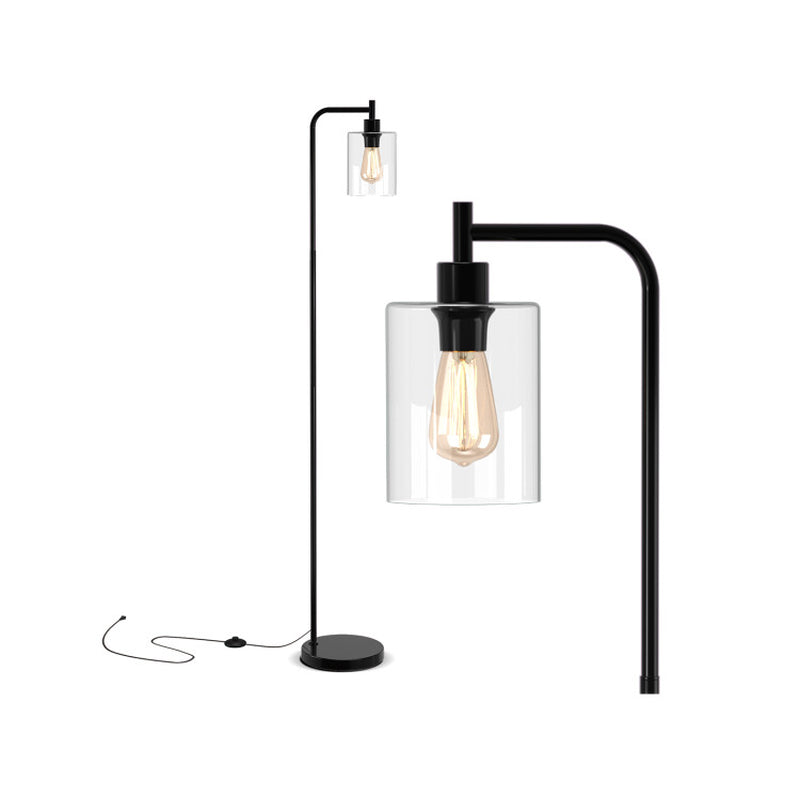 Modern Floor Lamp with Hanging Glass Lampshade and Foot Switch