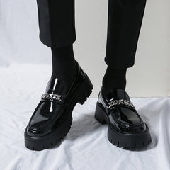 Thick Sole Patent Leather Glossy Casual Loafers