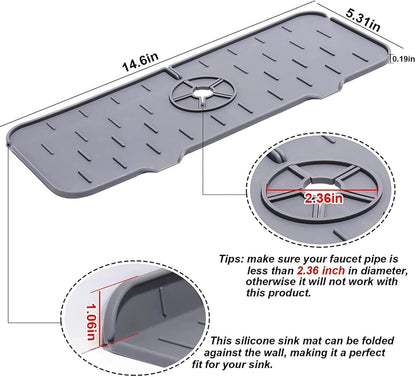 Kitchen Bathroom Silicon Sink Splash Drying Mat, Faucet Drip Protector, Commonly Used Sink Accessories in Bars, Rvs, Kitchens, Bathrooms and Farmhouses.