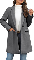 Women'S Notch Lapel Double Breasted Trench Coat Peacoat Winter Casual Long Blazer Jacket Overcoat