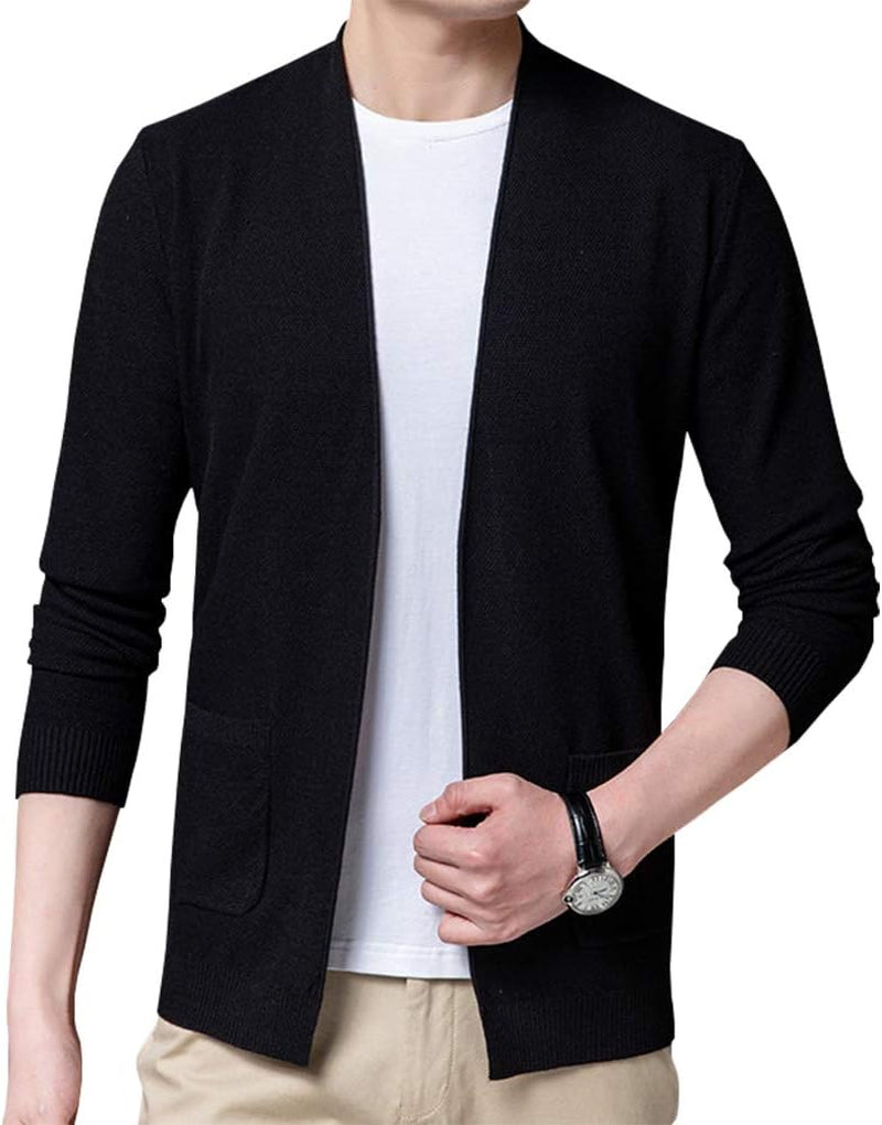 Mens Casual Open Front Long Sleeve Cotton Cardigan Sweater