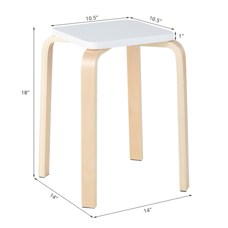 Stackable Stools Set of 4 with Square Top and Rounded Corners