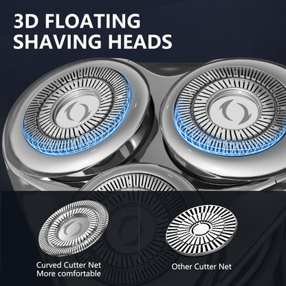 Electric Razor for Men,  Rechargeable Men'S Rotary Shaver: Cordless, Waterproof, Wet & Dry, 3D Magnetic Floating Head, LED Display – the Ultimate Electric Razor for Men'S Shaving