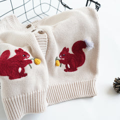 Sweater with Squirrel Embroidery