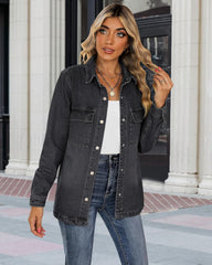 2024 Jean Jackets for Women Fashion Oversized Button down Denim Jacket Western Fall Shacket Jacket with Pockets