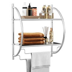 Wall Mounted 2-Tier Bathroom Towel Rack with 2 Towel Bars