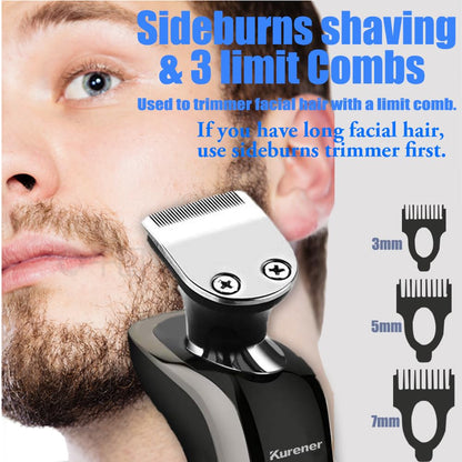 Electric Shaver Razor for Men Rechargeable 100% Waterproof Rotary for Shaving with Nose Trimmer Sideburns Trimmer Face Cleaning Brush