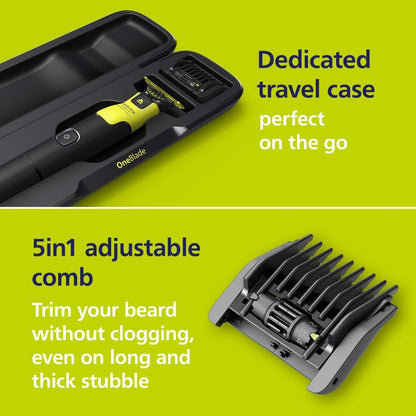 Philips Oneblade 360 with Connectivity Hybrid Face + Body, Electric Beard Trimmer, Shaver and Body Groomer with 360 Blade Tech, 1X360 Blade, 5In1 Comb, Body Kit, Travel Case, Model QP4631/90