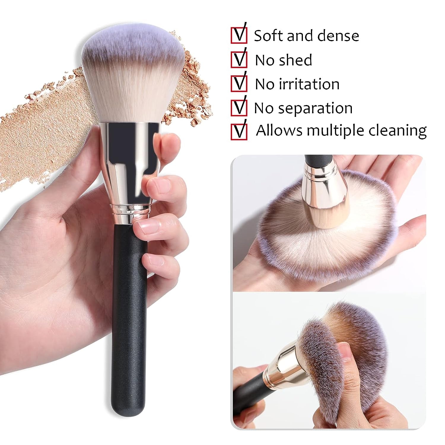 Makeup Brush Set 4 Pcs Premium Foundation Synthetic Powder Concealers Makeup Brushes Big Cosmetic Brushes…