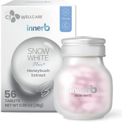 Innerb Snow White (28 Servings, 4 Weeks) - UV Protection and Antioxidant Boost, Premium Korean Skincare Supplement by CJ Wellcare. Honeybush Extract, Vitamin C.