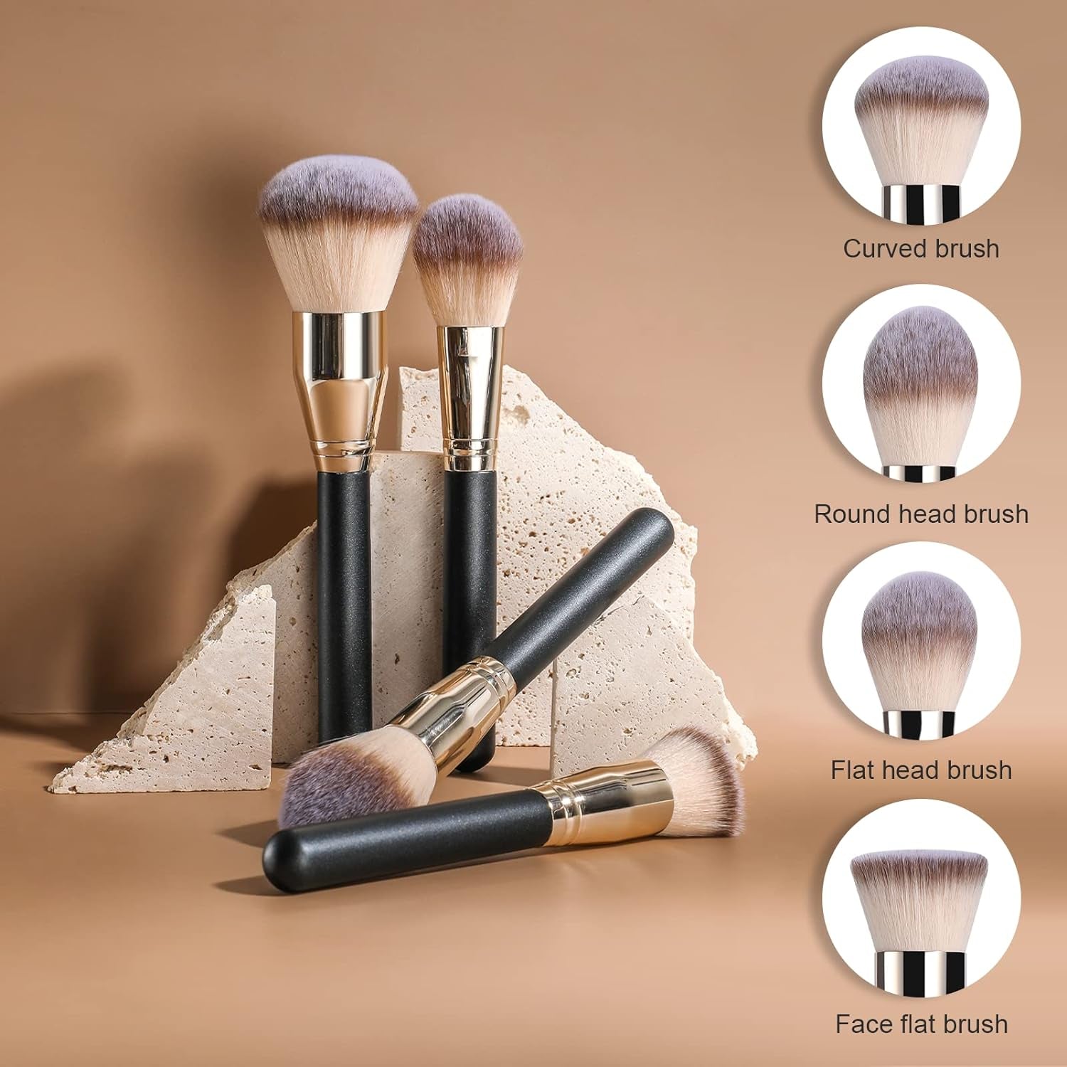 Makeup Brush Set 4 Pcs Premium Foundation Synthetic Powder Concealers Makeup Brushes Big Cosmetic Brushes…