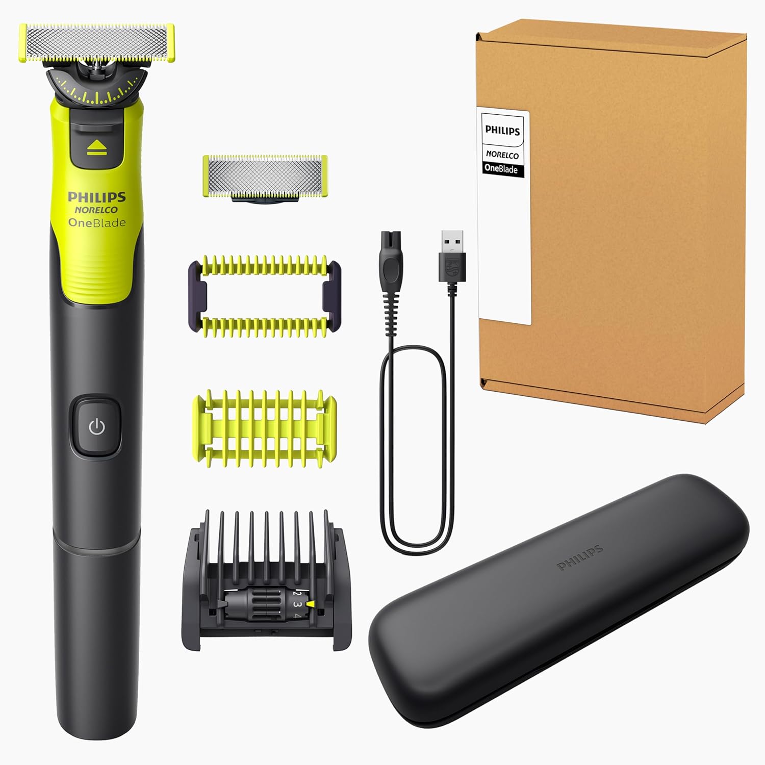 Philips Oneblade 360 with Connectivity Hybrid Face + Body, Electric Beard Trimmer, Shaver and Body Groomer with 360 Blade Tech, 1X360 Blade, 5In1 Comb, Body Kit, Travel Case, Model QP4631/90