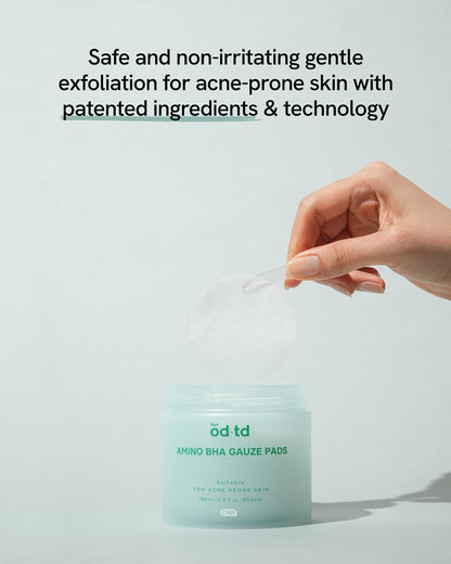 Amino BHA Pads (80 Count) - Pre-Soaked Oil Control Cotton Pads for Gentle Exfoliation, Soothing & Hydration, Korean Skin Care. Amino Acid, Salicylic Acid, Tea Tree, Herb-Vinegar Tincture.