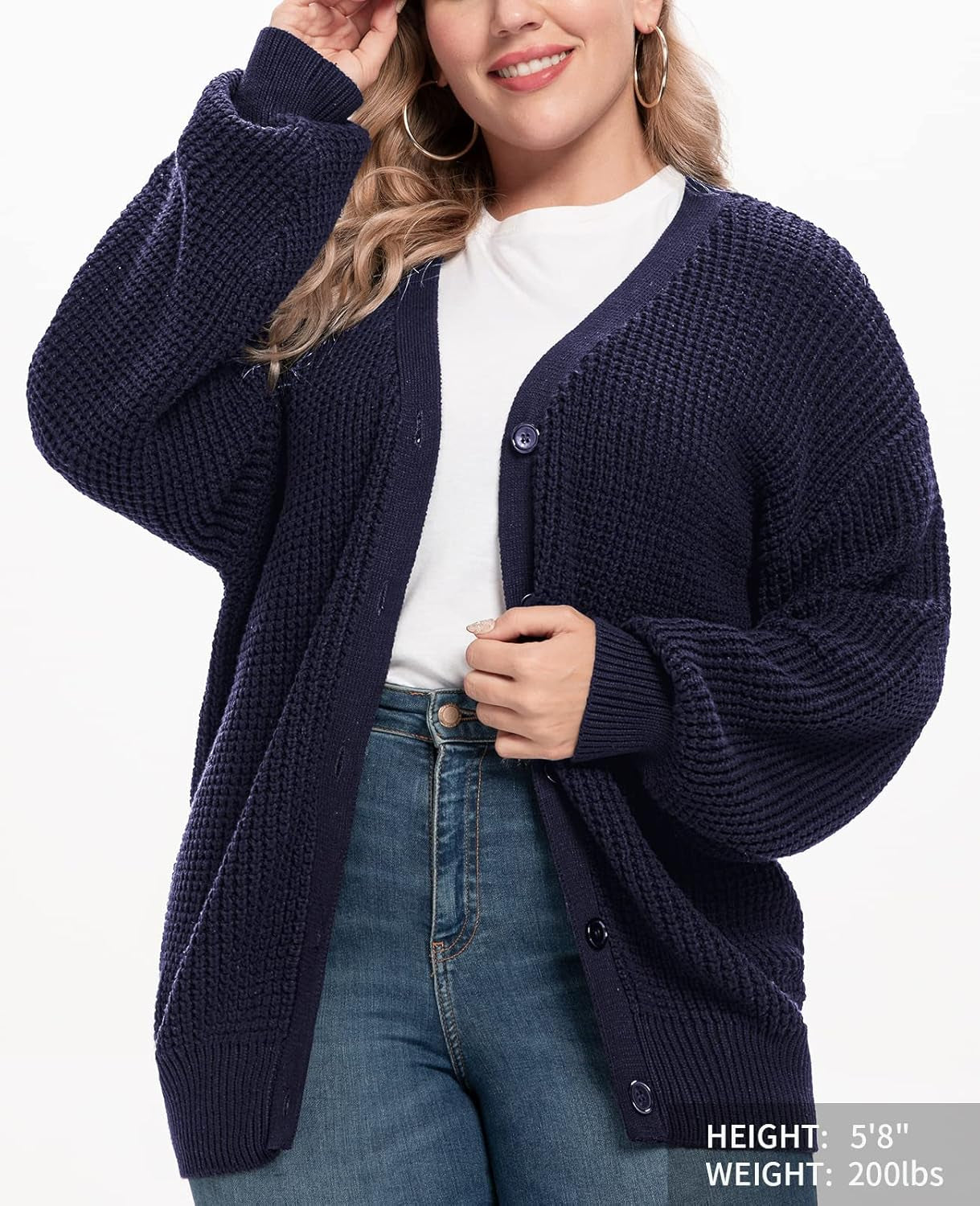 Women'S Cardigan Sweater 100% Cotton Button-Down Long Sleeve Oversized Knit Cardigans