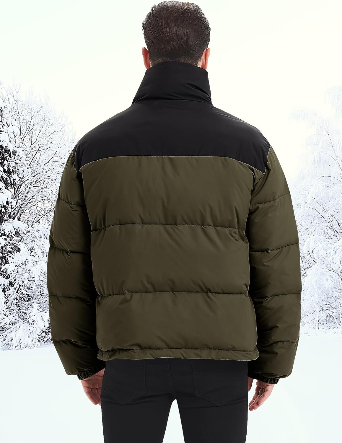 Men Puffer Jacket Winter Coats Water Resistant Long Sleeve Zip up Lightweight Quilted down Jackets