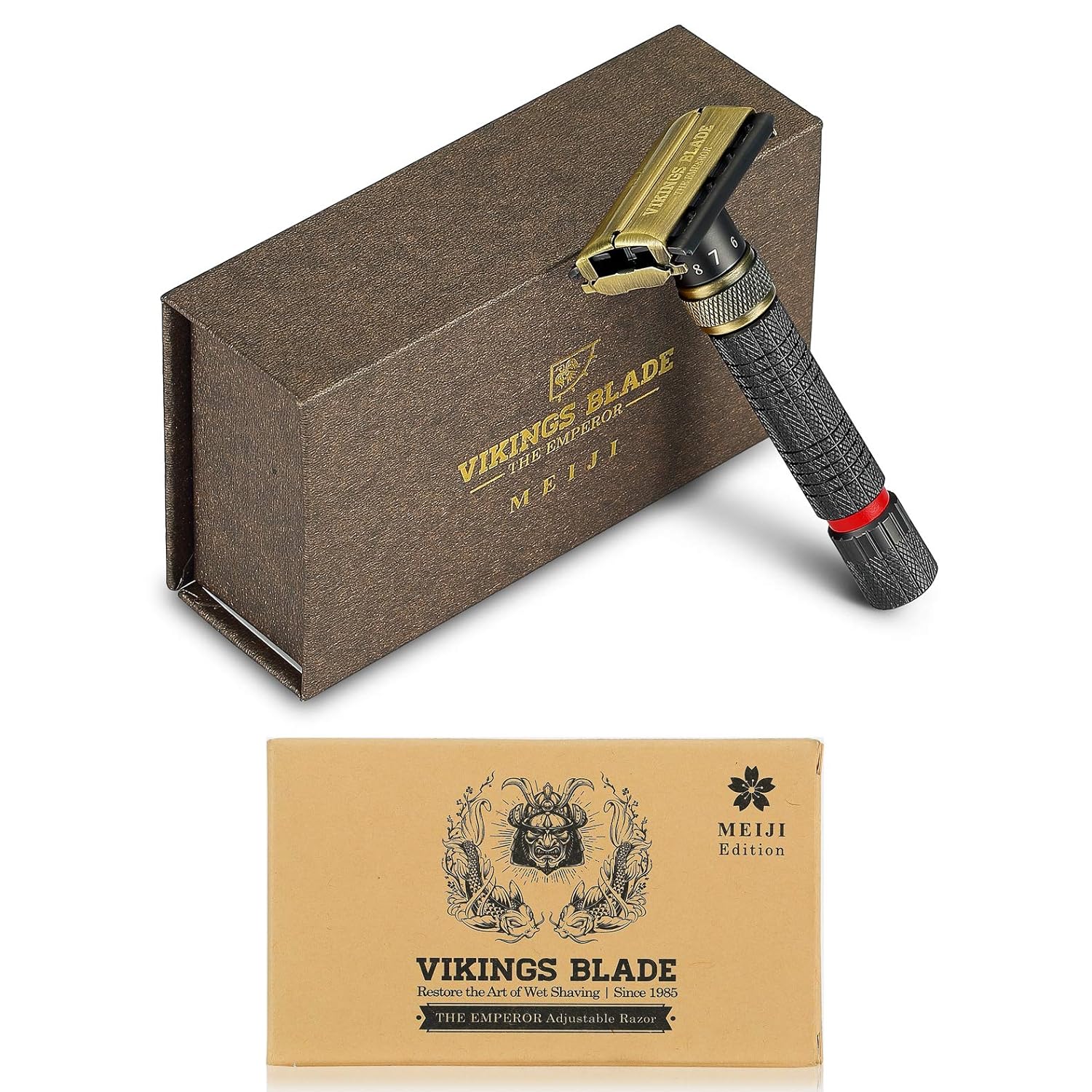 Adjustable Double Edge Safety Razor + Luxury Case. Smooth, Reusable, Eco-Friendly (The Emperor “Meiji”)