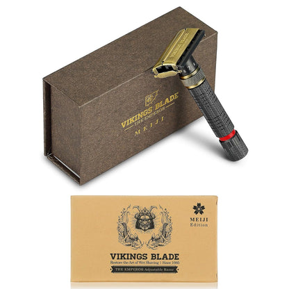 Adjustable Double Edge Safety Razor + Luxury Case. Smooth, Reusable, Eco-Friendly (The Emperor “Meiji”)