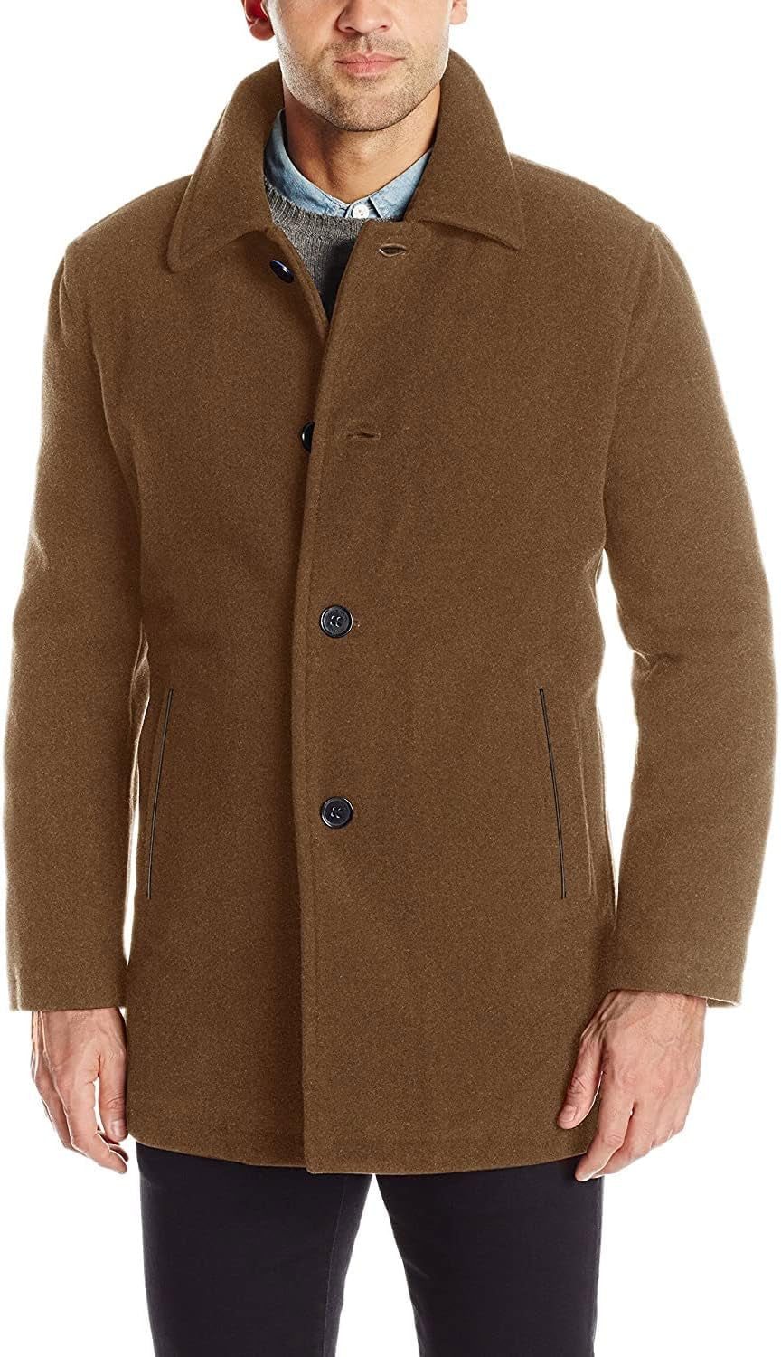 Men'S Button up Wool Plush Car Coat