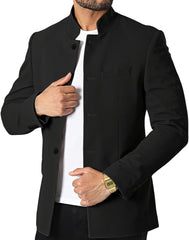 Mens Casual Suit Blazer Jackets Stand Collar Business Sport Coats