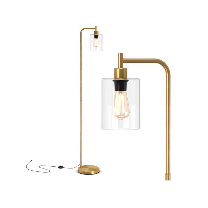 Modern Floor Lamp with Hanging Glass Lampshade and Foot Switch