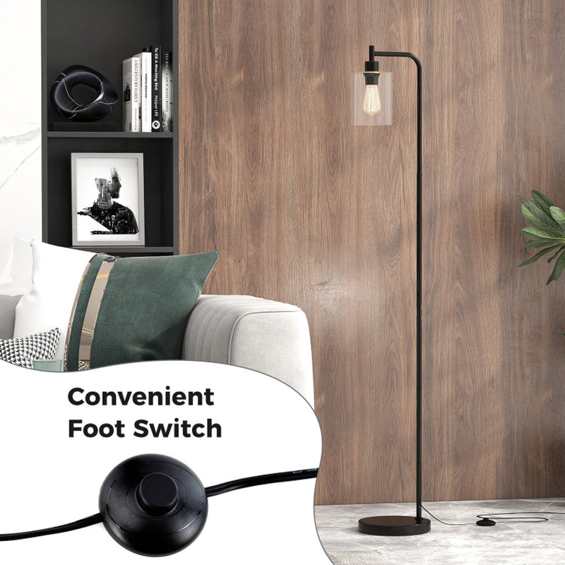 Modern Floor Lamp with Hanging Glass Lampshade and Foot Switch