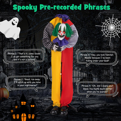 4.5FT Grins Animatronic Clown with Pre-Recorded Phrases and LED Eyes