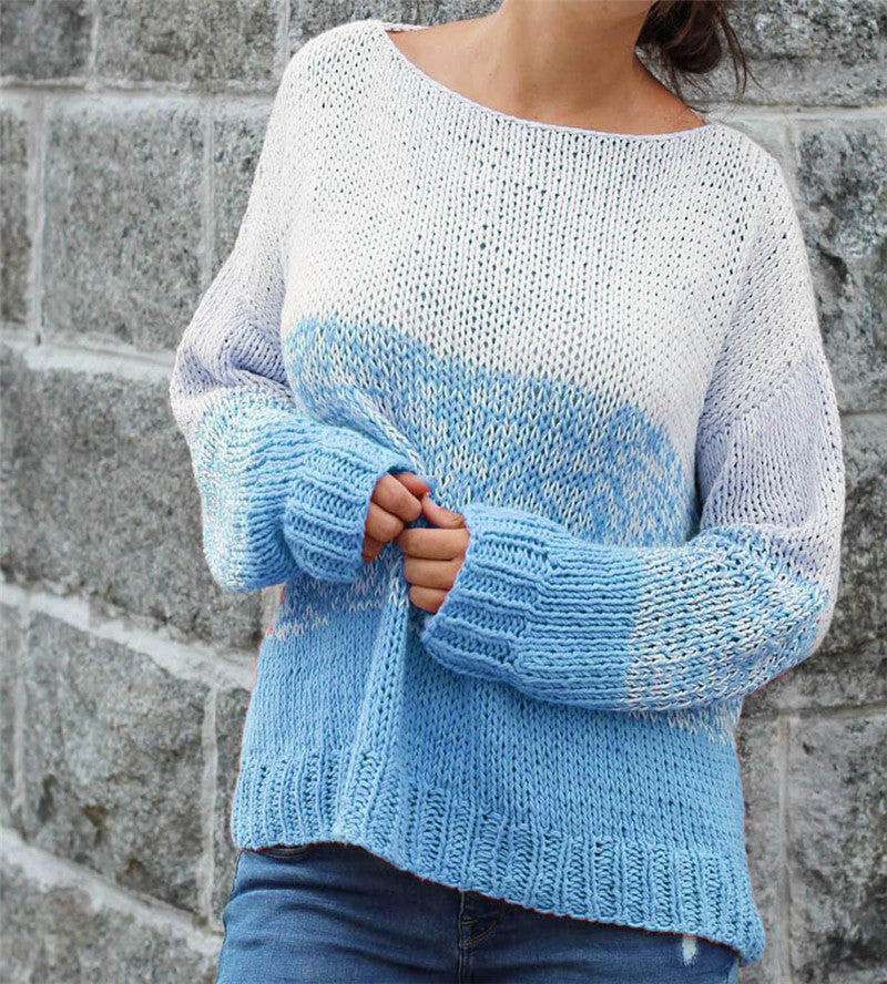 Blocking Pullover Long-Sleeved Sweater