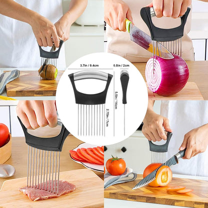 Onion Holder for Slicing, Lemon Slicer Onion Cutter for Slicing, Vegetable Cutter for Potato and Tomato, Avocados, Eggs, Food Slicer Assistant Tool for Slicing Fruit Lemon and Meat