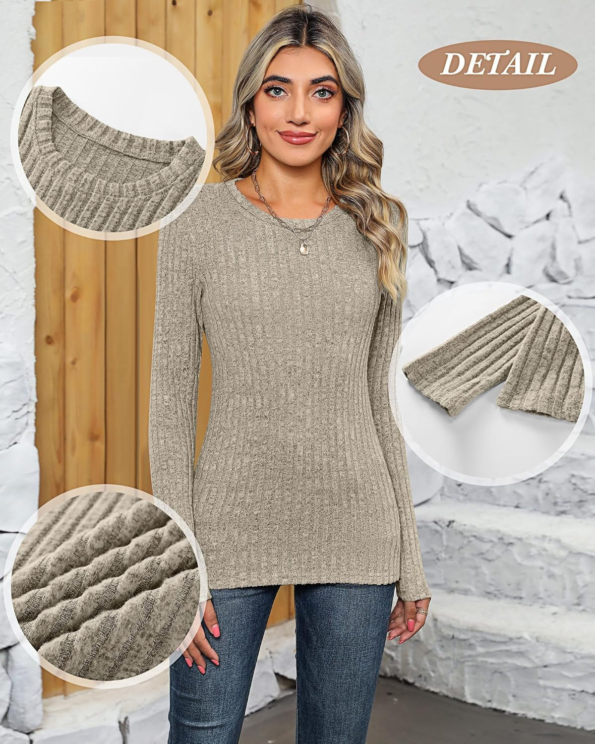 2 Pack Women'S Sweaters, Fall Long Sleeve Fitted Sweaters Cable Knit Light Tunic Tops Crew Neck Sweaters 2024 Trendy