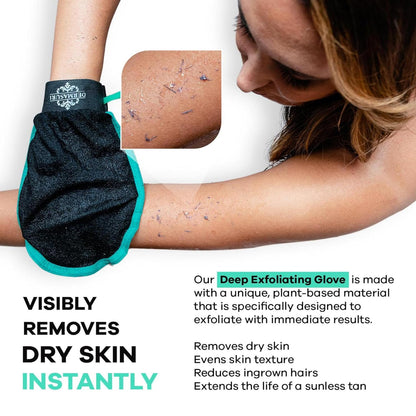 Deep Exfoliating Glove for Shower - Exfoliating Mitt Body Scrubber - Skin Exfoliator & Dead Skin Remover - Keratosis Pilaris Scrub - Spray Tan Remover - Korean Skincare for Body (2 Pack)