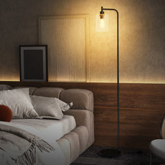 Modern Floor Lamp with Hanging Glass Lampshade and Foot Switch