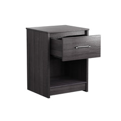 Wooden Nightstand with Drawer and Open Storage Compartment