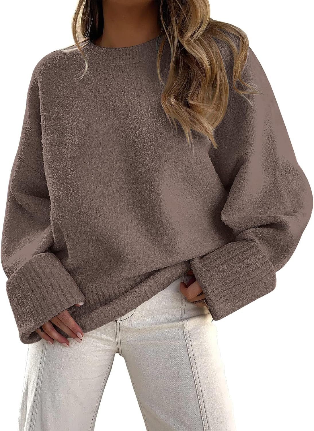 Women'S Oversized Sweaters Fuzzy Chunky Warm Pullover Sweater