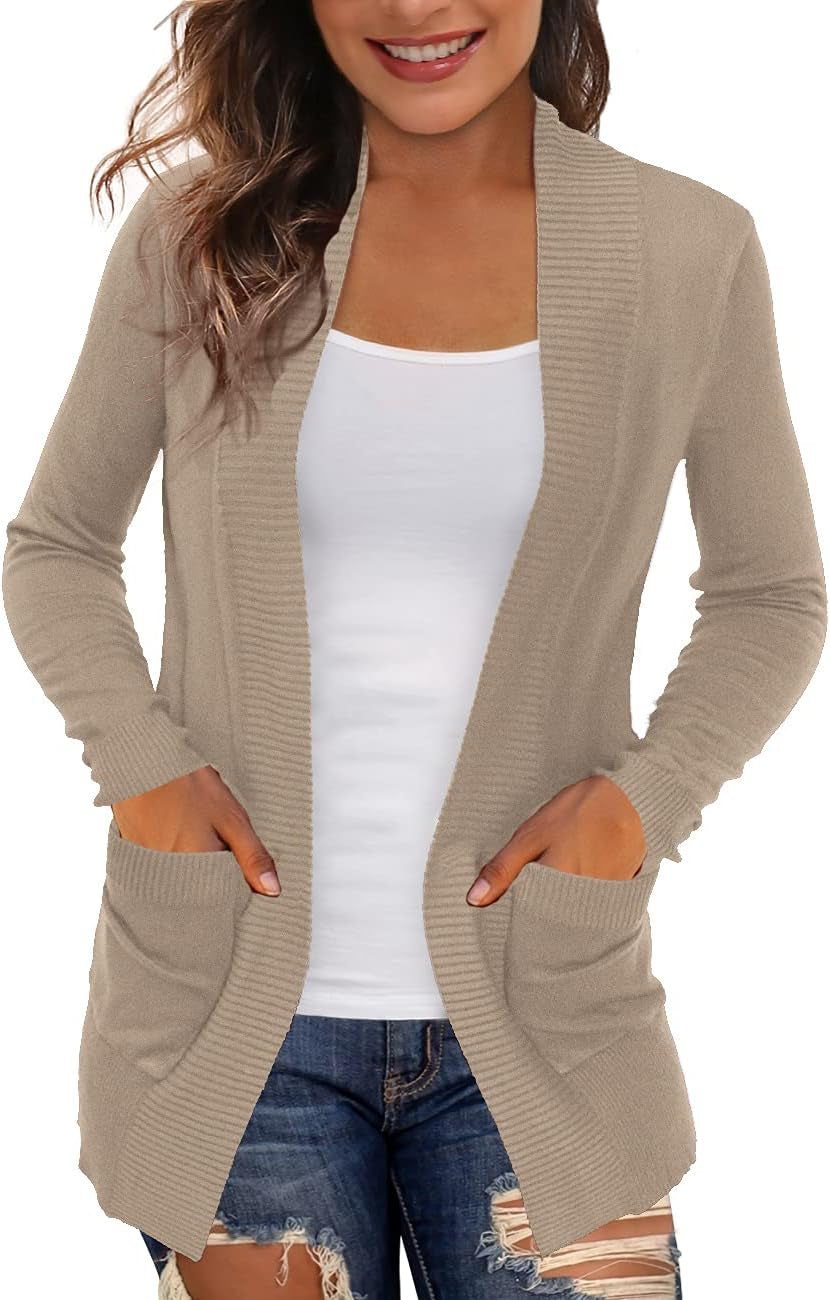 Women'S Cardigans with Pockets Casual Lightweight Open Front Cardigan Sweaters for Women (S-2XL)